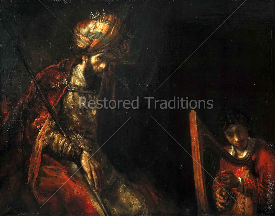 David playing harp for King Saul
