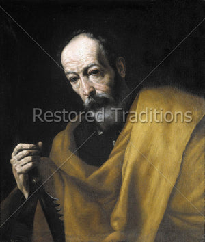 Apostle holding serrated knife