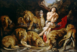 Daniel Prays to God in Lions Den