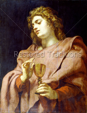 Apostle John holding golden chalice