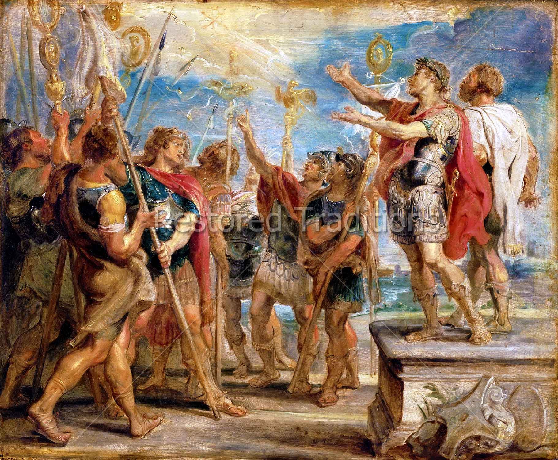 The Emblem of Christ Appearing to Constantine – Rubens | Stock Art - Restored Traditions