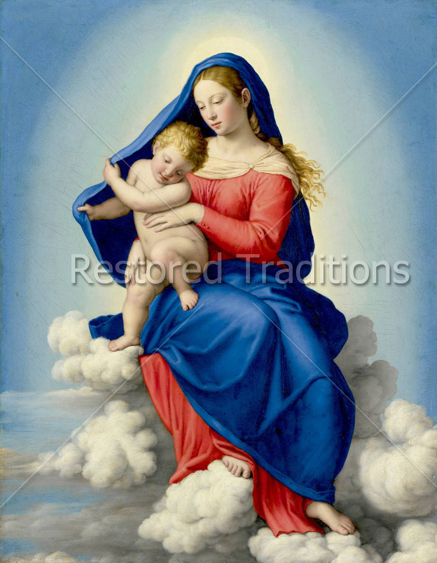 Mary and Jesus in Clouds
