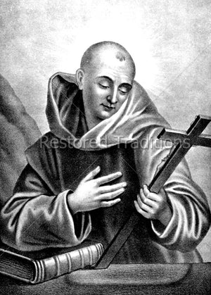 holy monk holding a crucifix