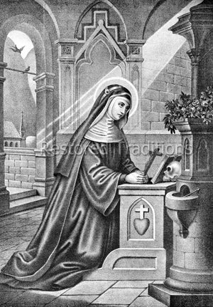 Saintly abbess praying