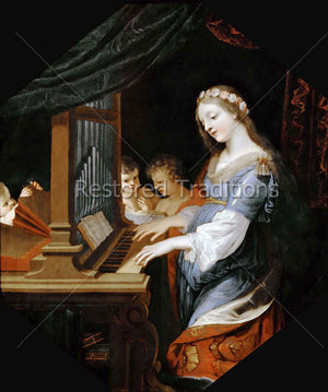 Young Woman Playing Organ