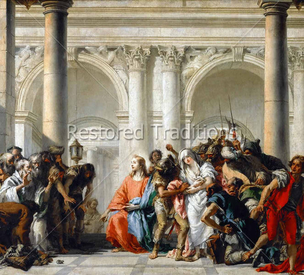 Royalty-Free Restored Image | Christ and the Sinner Caught in Adultery ...