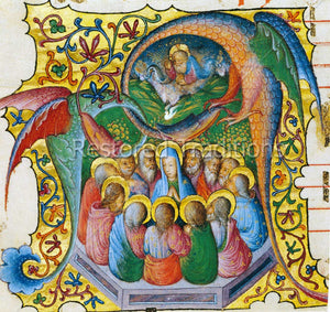Illuminated Letter Showing Pentecost