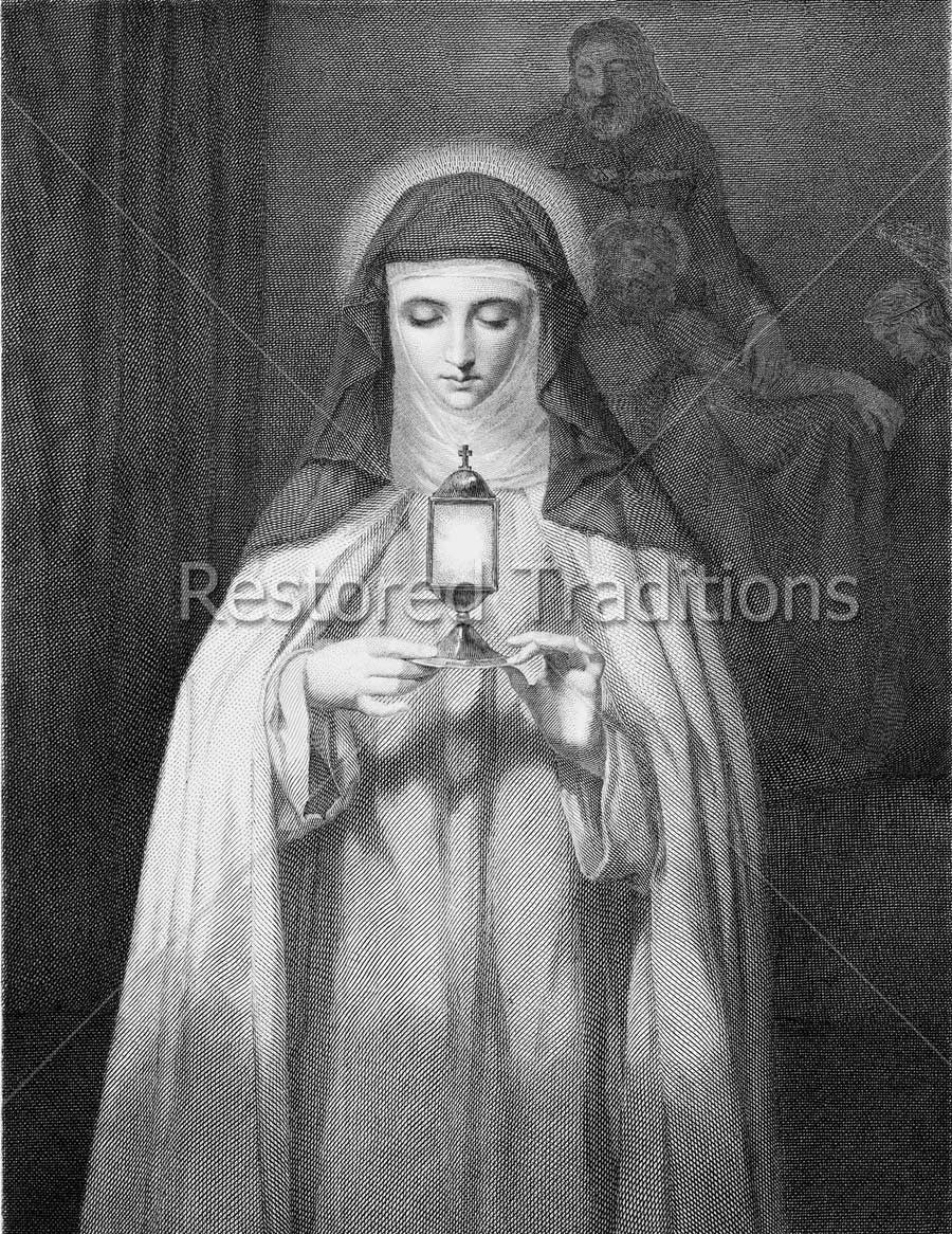 nun holding lamp