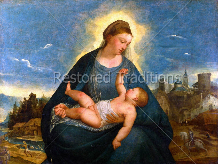 Mother Mary Holding Baby Jesus