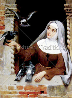 Catholic Nun Holding Bird