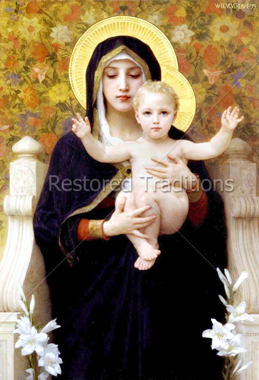 Madonna of the Lilies, Bouguereau | High Resolution Image ...