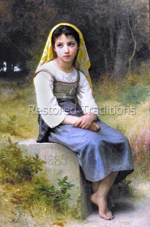 Young Girl Sitting in Field
