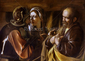 woman and soldier pointing to apostle