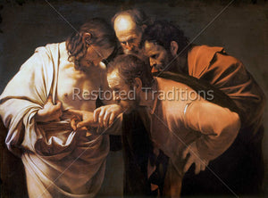 doubting apostle putting finger in side of Christ