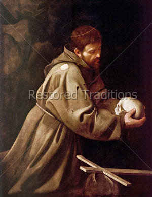 Holy Man Holding Skull and Praying