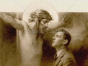 Man Praying to Christ on Cross