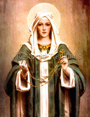 Virgin Mary Holding Rosary