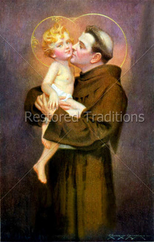 Franciscan saint holding Christ Child