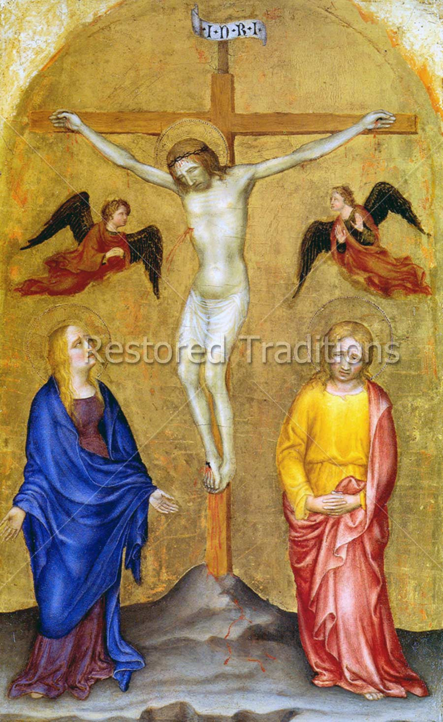 Christ Crucified, With Mary, John, Angels