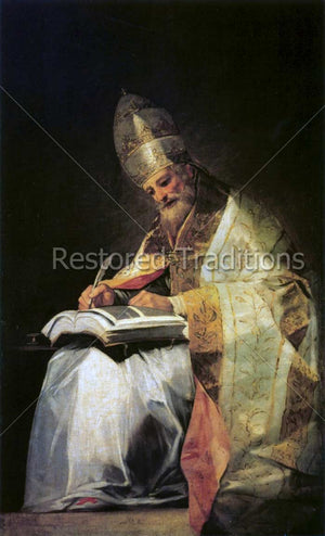 Catholic pope writing in book