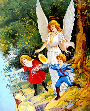 Angel Protecting Children on Cliff