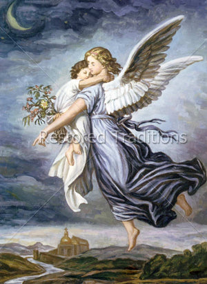 Flying Angel Carrying Sleeping Child