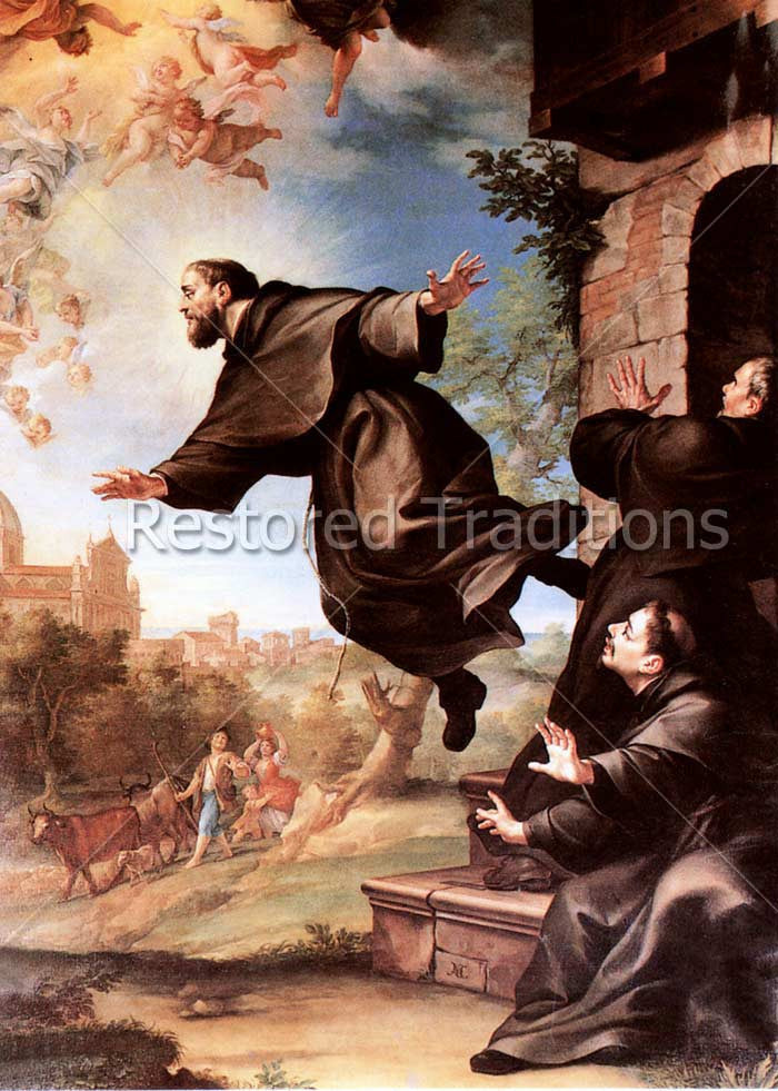 Holy Franciscan rising in air