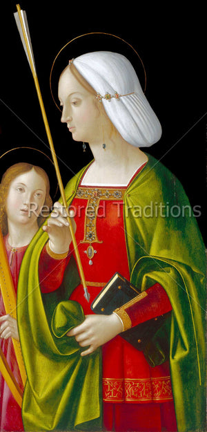 Woman holding arrow and book