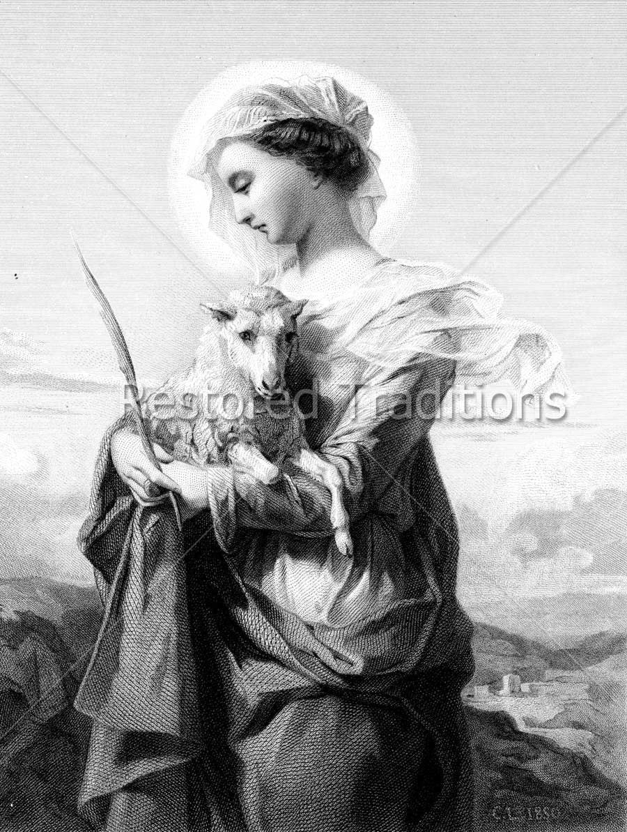 Agnes holding white lamb