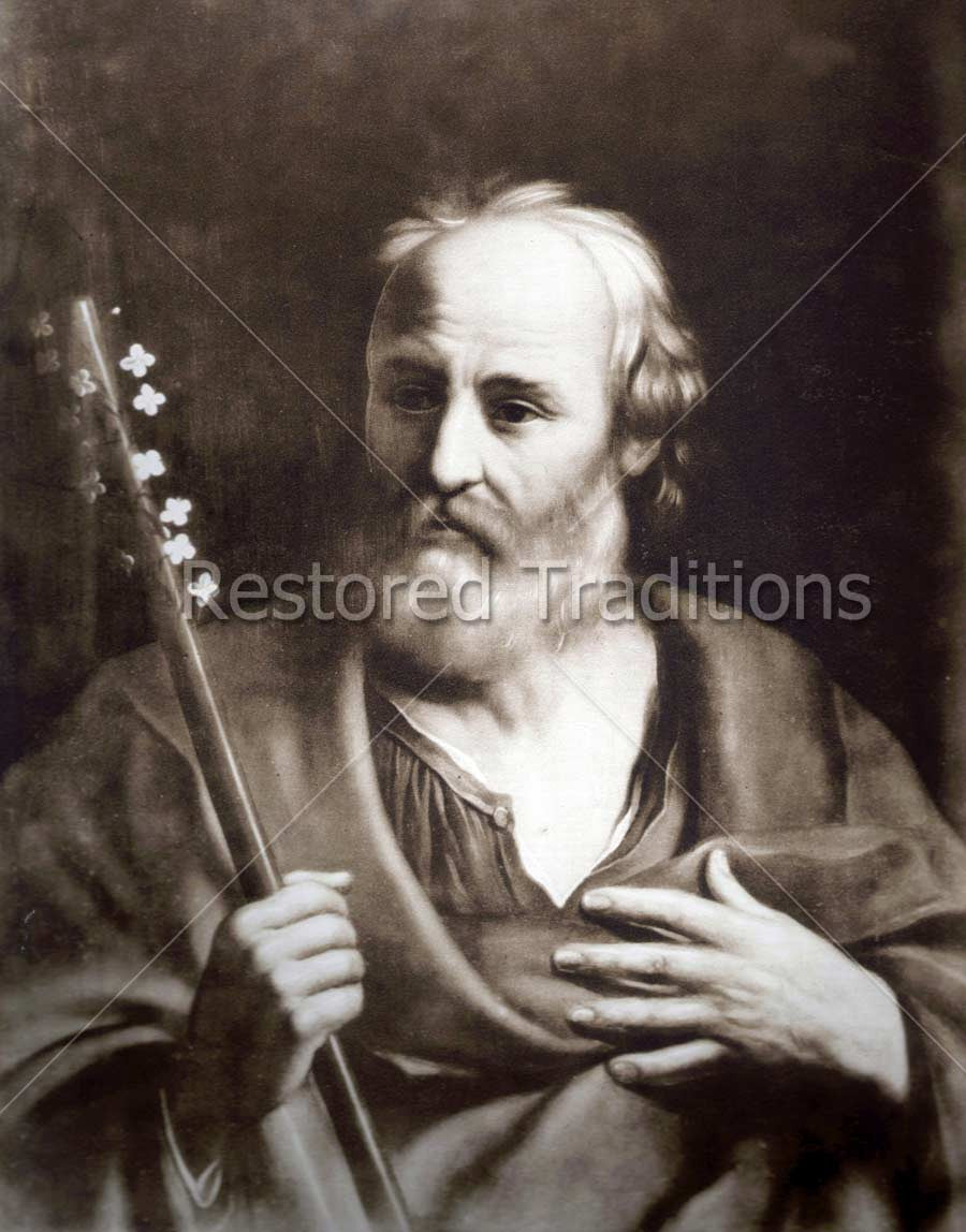 Saint Joseph holding staff with lilies
