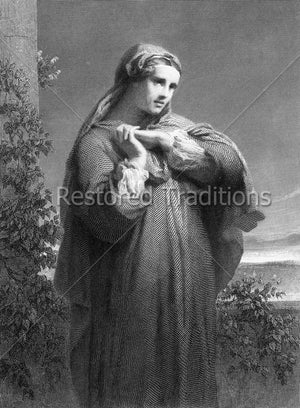 Woman with hands folded in prayer