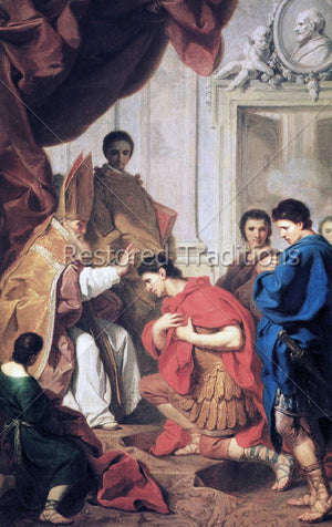 Bishop blessing Roman emperor