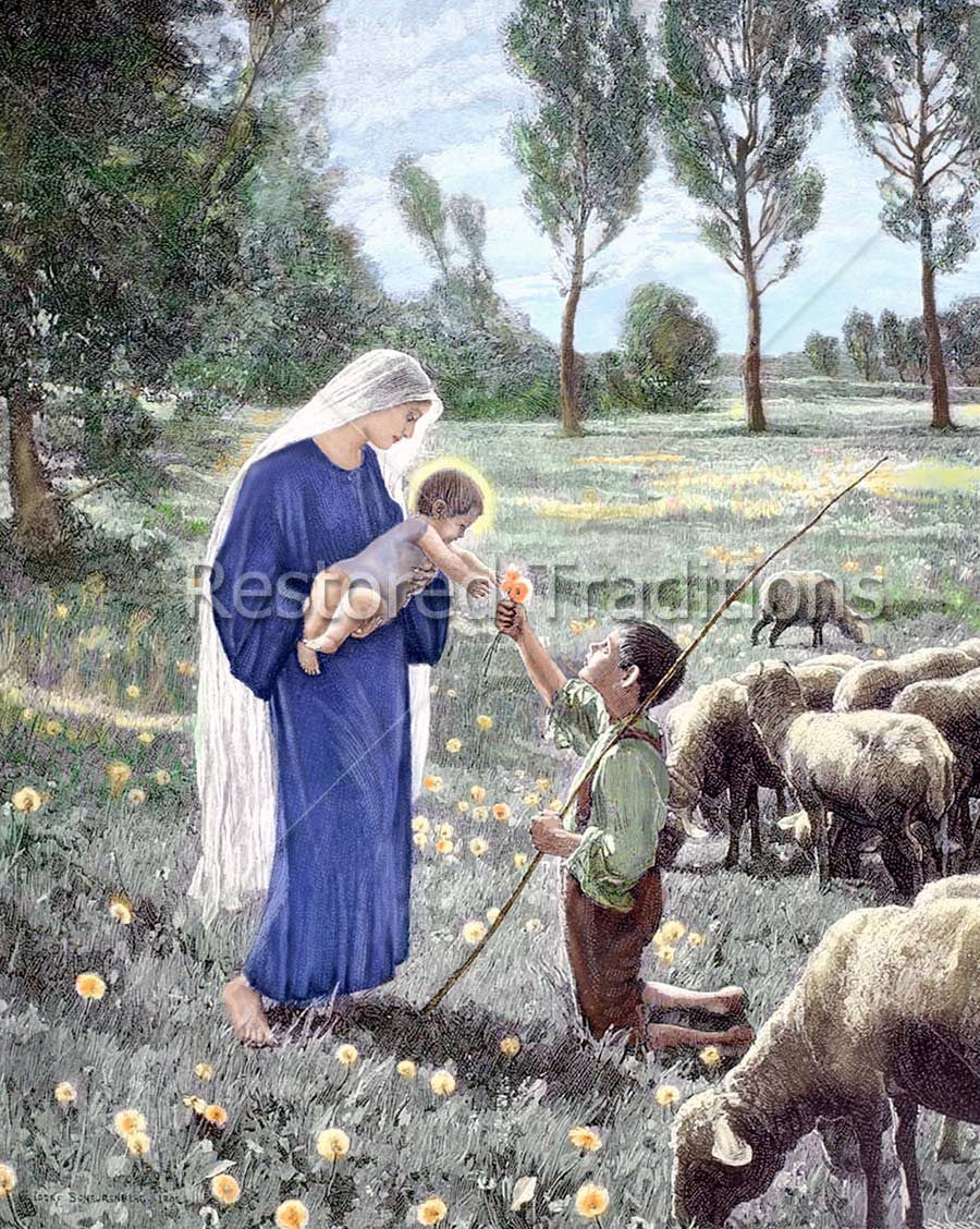 Blessed Mother With Christ and Shepherd Boy